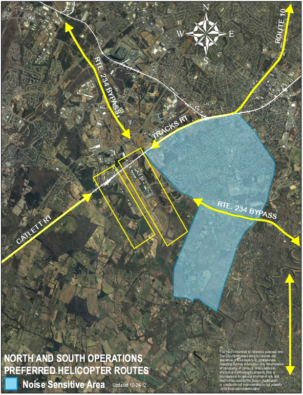 Helicopter Routes - North & South Operations - Manassas Regional Airport