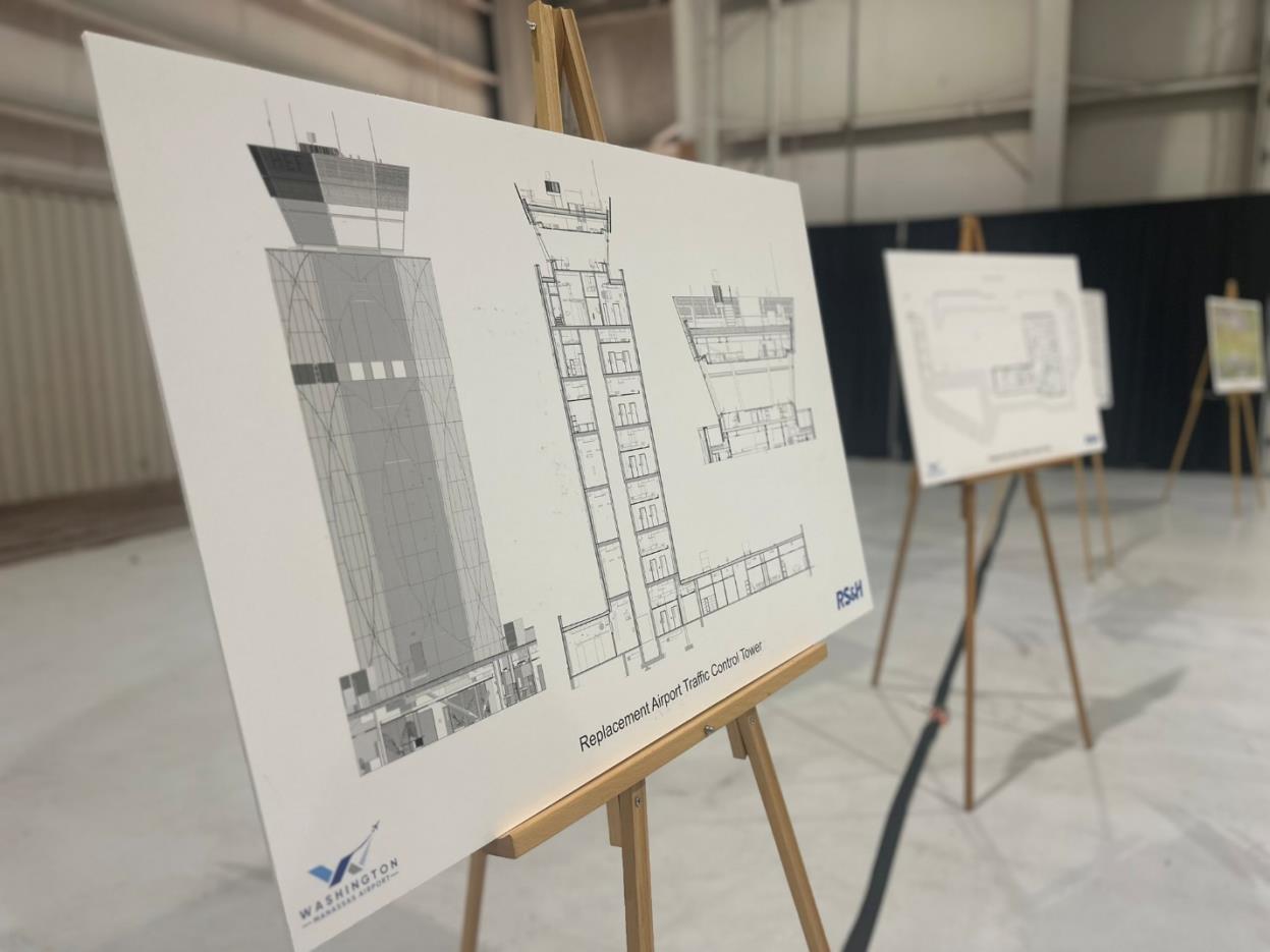 Easel display of layout structure new Air Traffic Control Tower at the groundbreaking ceremony.jpeg